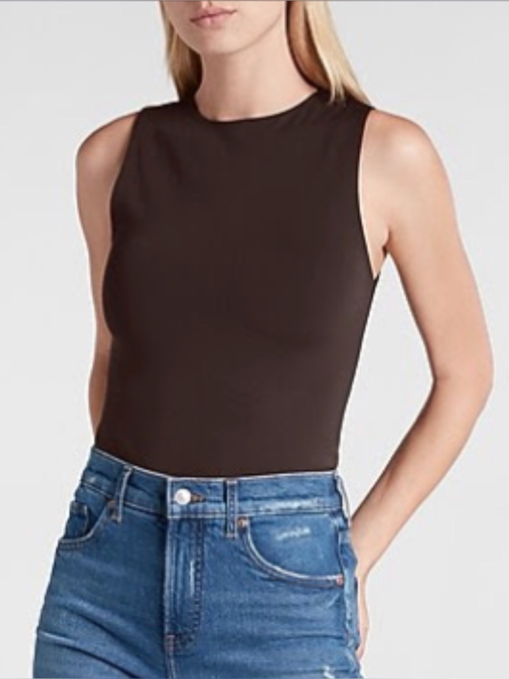 NWOT Brown Sleeveless Compression Tank Top Sculpting Top XXS